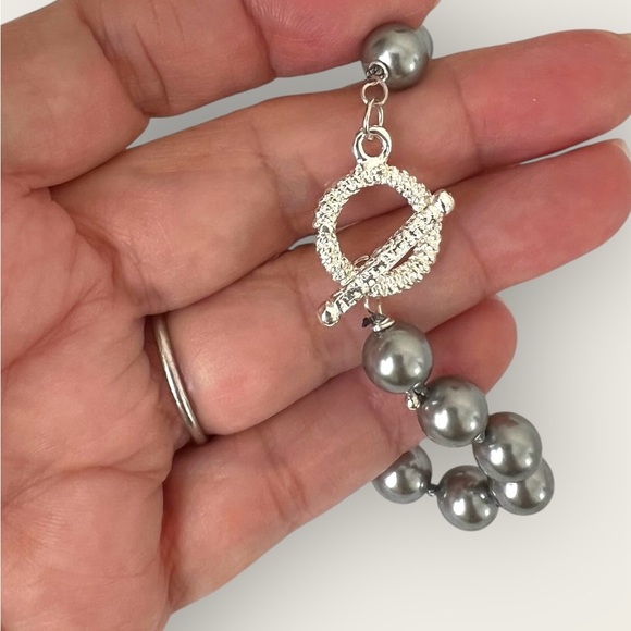 Genuine Gray shell pearl bracelet silver plated Tagle - Picture 8 of 9